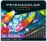Prismacolor Premier Double-Ended Art Markers, Fine and Chisel Tip, Manga Colors, 12 Pack
